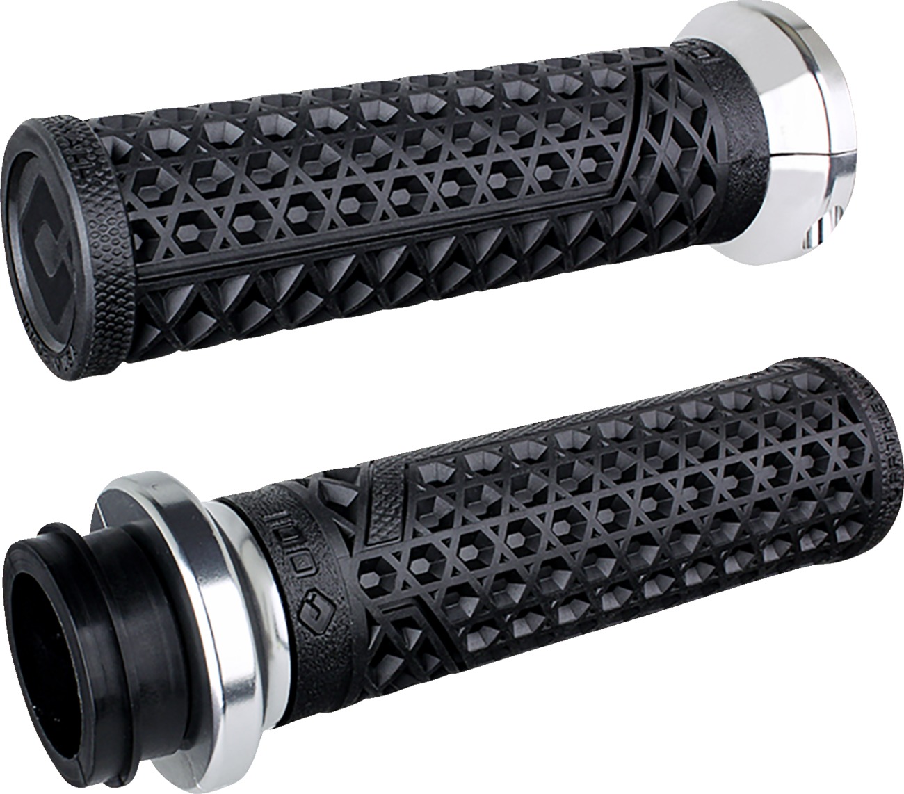 ODI Vans Signature Indian TBW Grips Black/Silver 1 Inch - Original ODI lock-on grips for 1" Indian TBW For Indian models - Click Image to Close