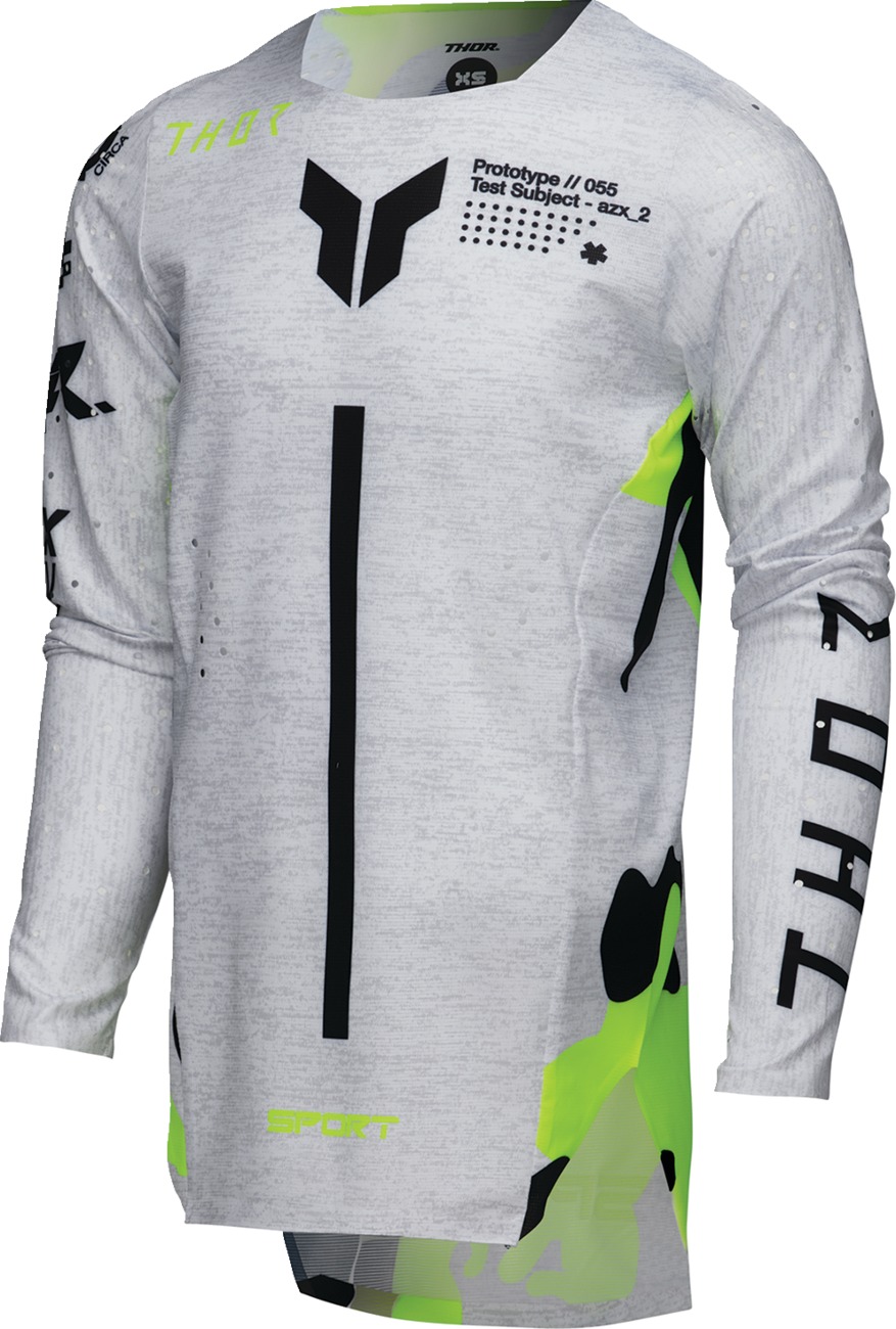 Thor Youth SPORTMODE Riot Jersey Light Gray/White/Black/Yellow Medium - Youth athletic-fit jersey, Light Gray/White, Size M - Click Image to Close