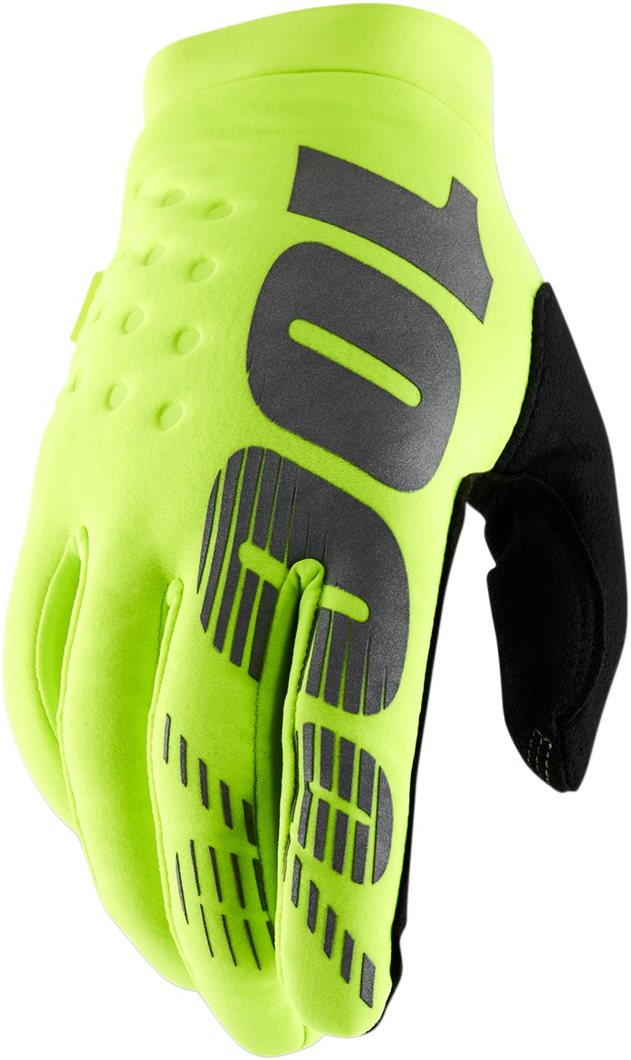 100% Men's Brisker Cold-Weather Gloves, Flo Yellow/Black, XL - Click Image to Close