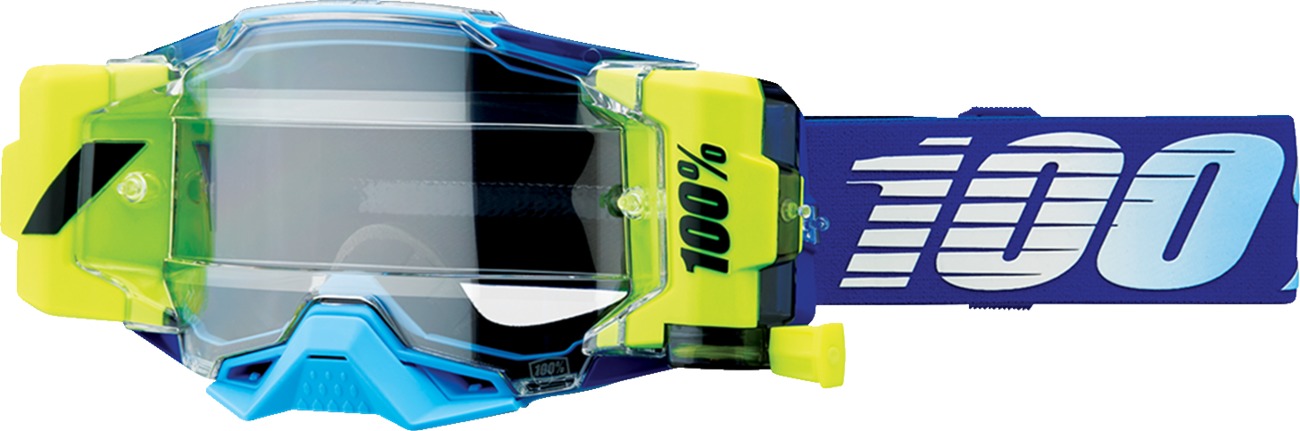 100% Armega Forecast Goggle Blue Fluorescent Yellow Adult - Ultra-wide roll-off goggle with clear lens - Click Image to Close