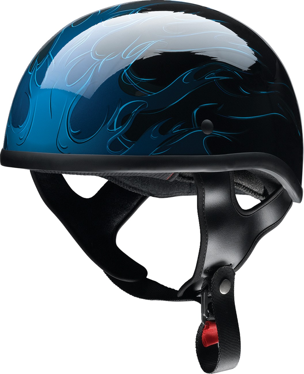 Z1R CC Beanie Hellfire Helmet - Medium, Blue/Black - Half face helmet with Hellfire graphic - Click Image to Close