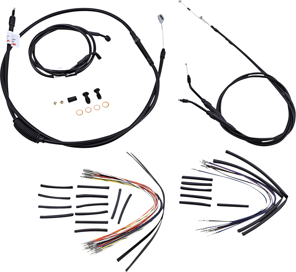 Extended Black Control Cable Kit 16" tall bars - 2006 HD Dyna - Click Image to Close