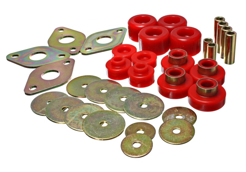 Body Mount Set Red Performance Polyurethane by Energy Suspension - Click Image to Close