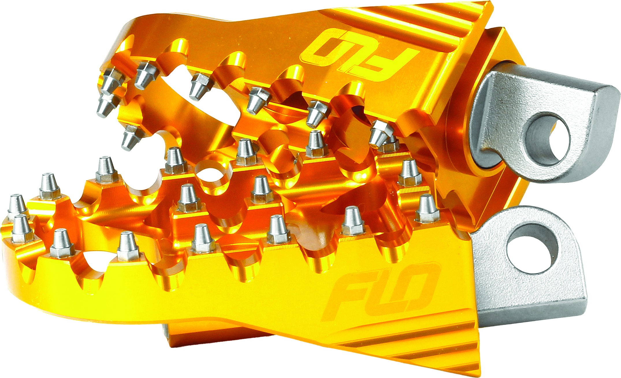 FLO Motorsports Moto Style Footpeg Set Gold 2x3.125 in Harley Davidson - Gold footpegs 2x3.125 in For Harley Davidson models - Click Image to Close