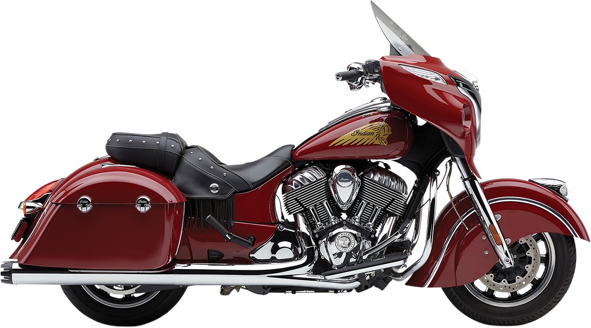 Cobra 4" Dual-Cut Neighbor Hater Slip On Exhaust Mufflers Chrome - Fits Indian Gen-2 Baggers - Click Image to Close