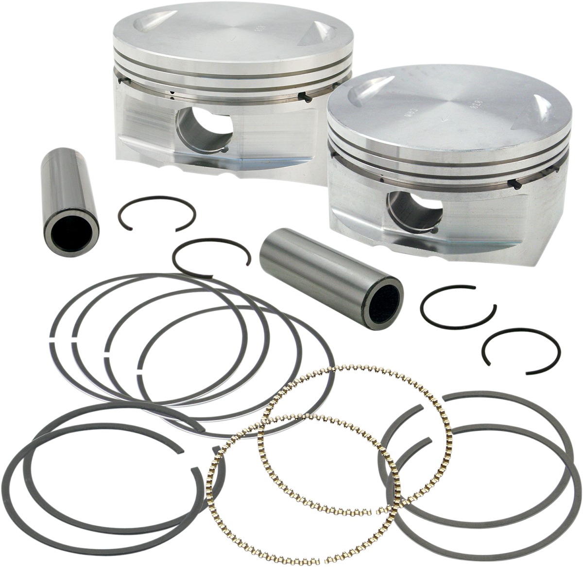 S&S Forged Piston Set 3.927" .010 Flattop for S&S Engines - Click Image to Close