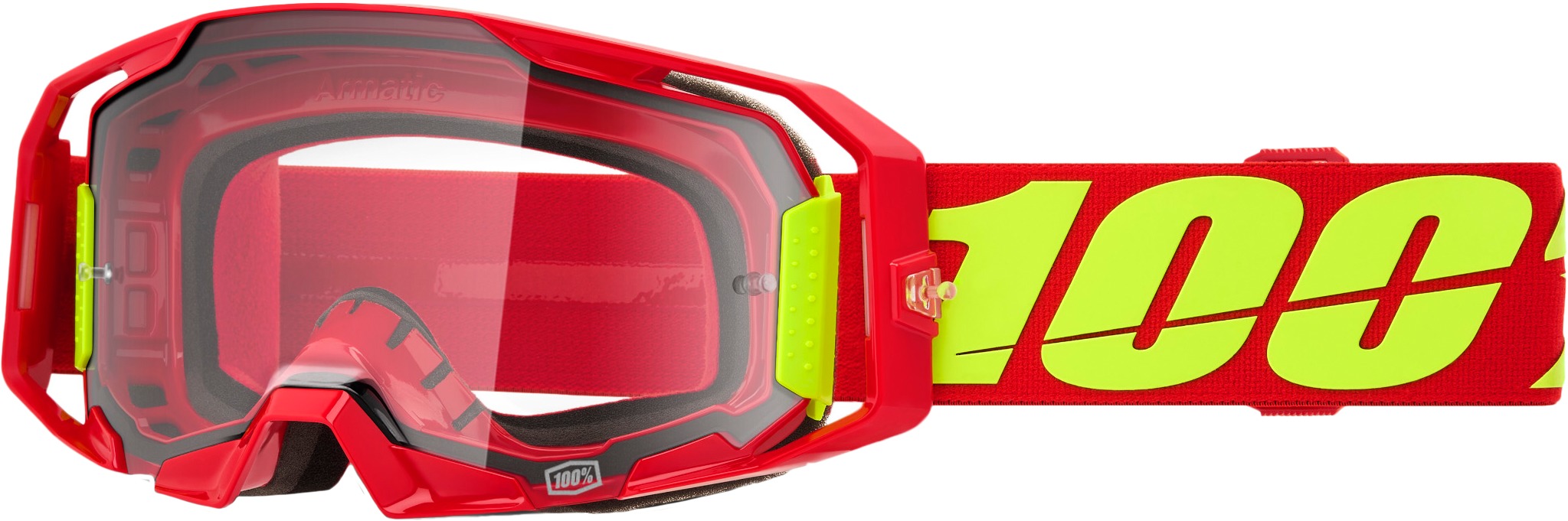 100 Percent Armatic Goggle Red Clear Lens - Red offroad goggle with clear lens - Click Image to Close
