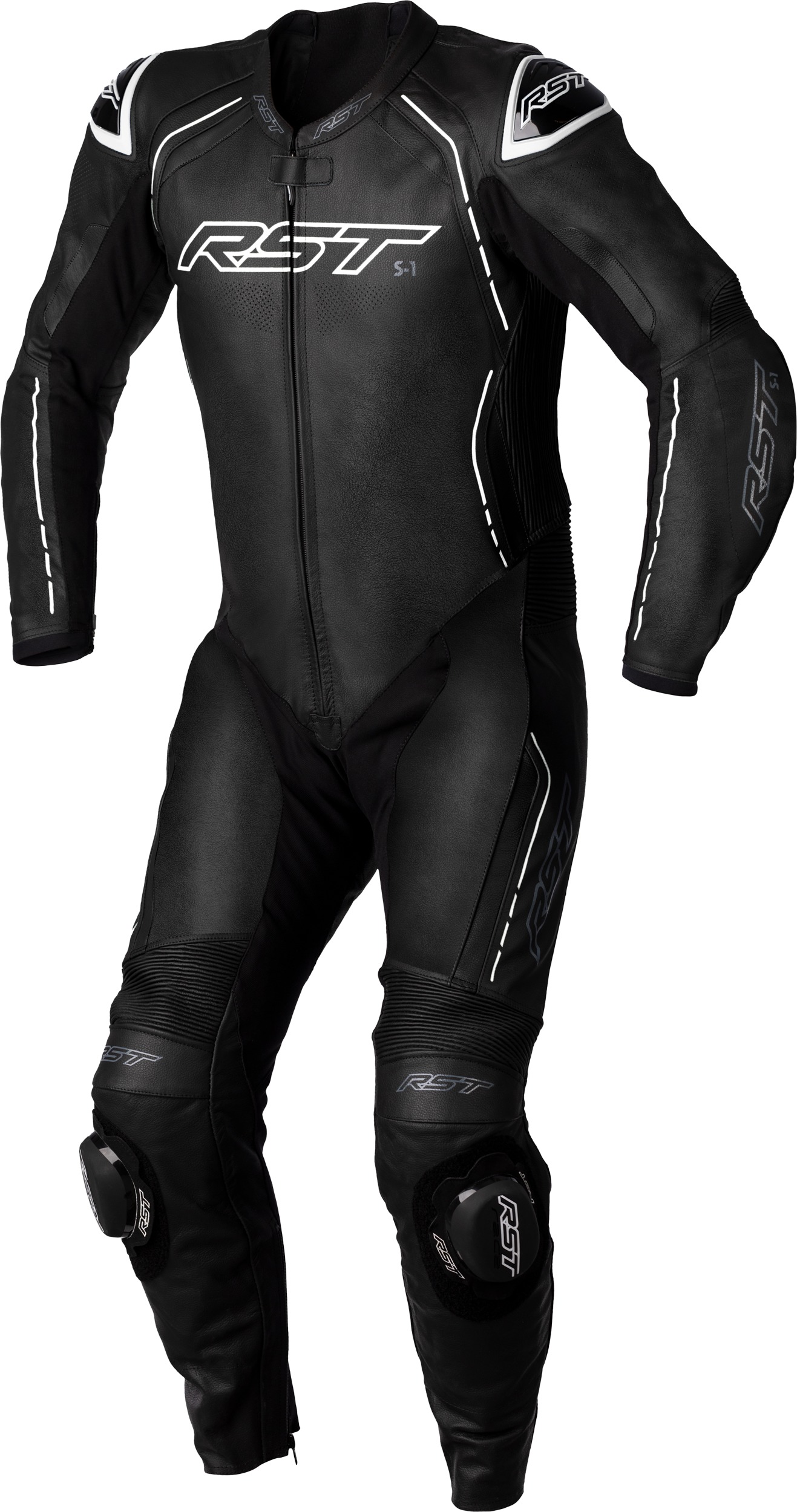 RST S1 CE Leather Suit Black/White Men's 3XL - Click Image to Close