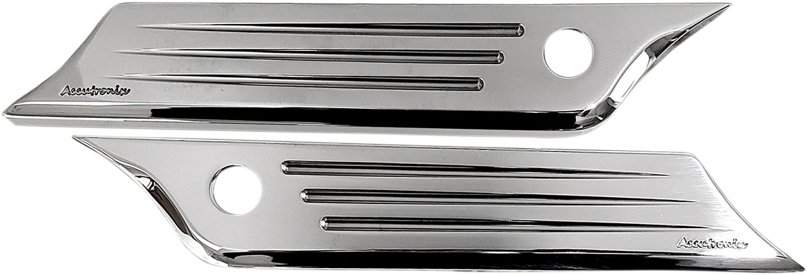 Accutronix Speed Ball Saddlebag Latch Cover Chrome Pair For Harley-Davidson - Click Image to Close