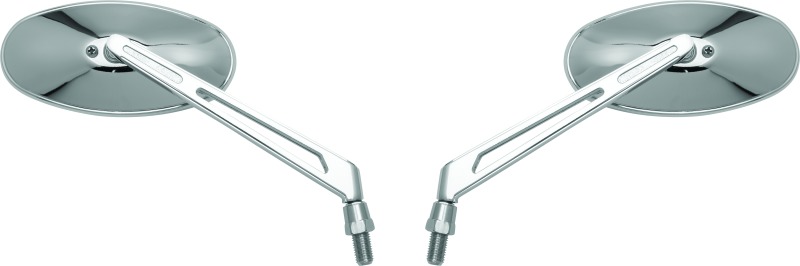 BikeMaster Oval Chrome Mirrors w/Adapters - Pair - Click Image to Close