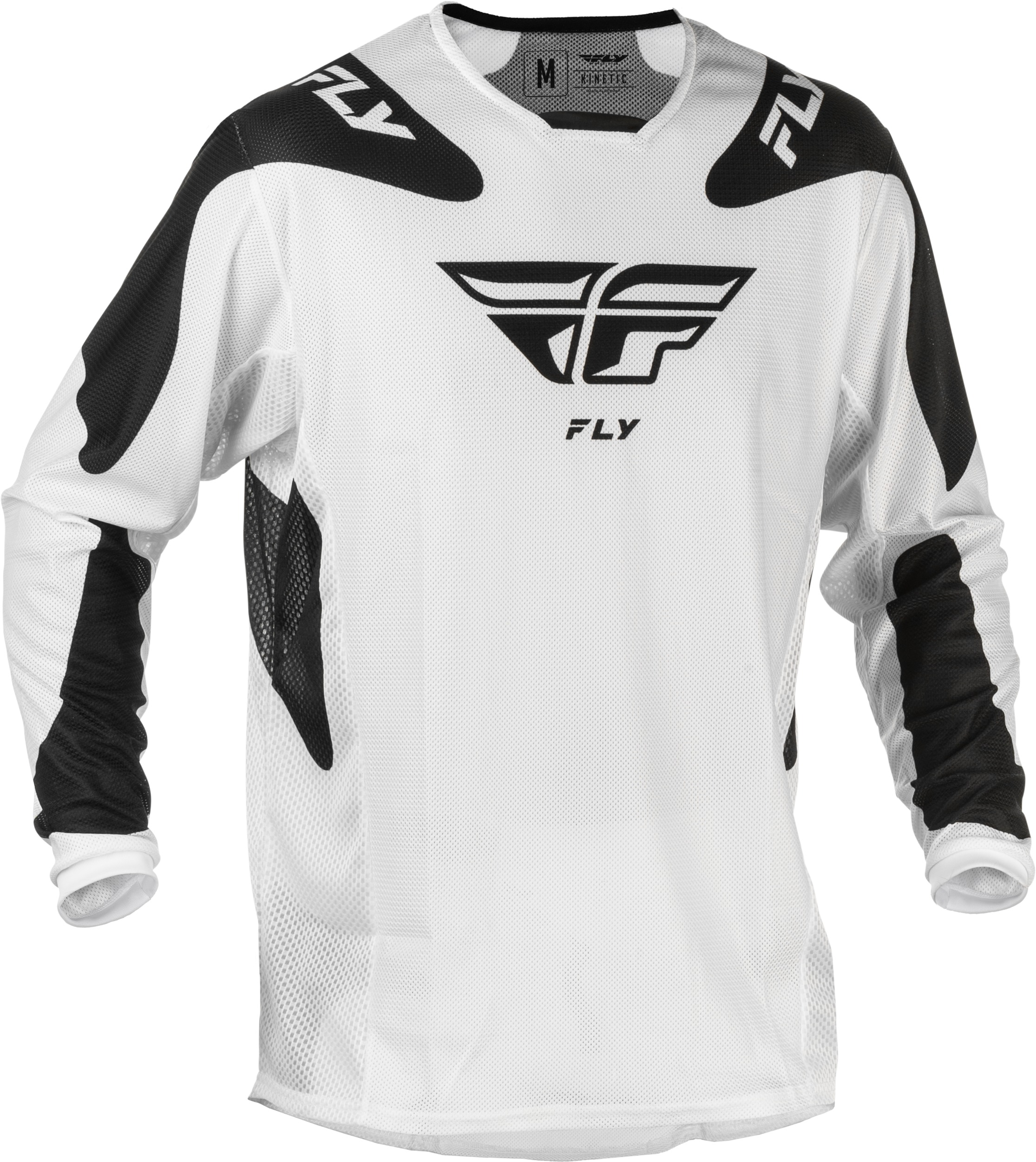 Fly Racing Kinetic Mesh Sym Jersey White/Black 2X - 2X-Large White/Black motocross jersey - Click Image to Close