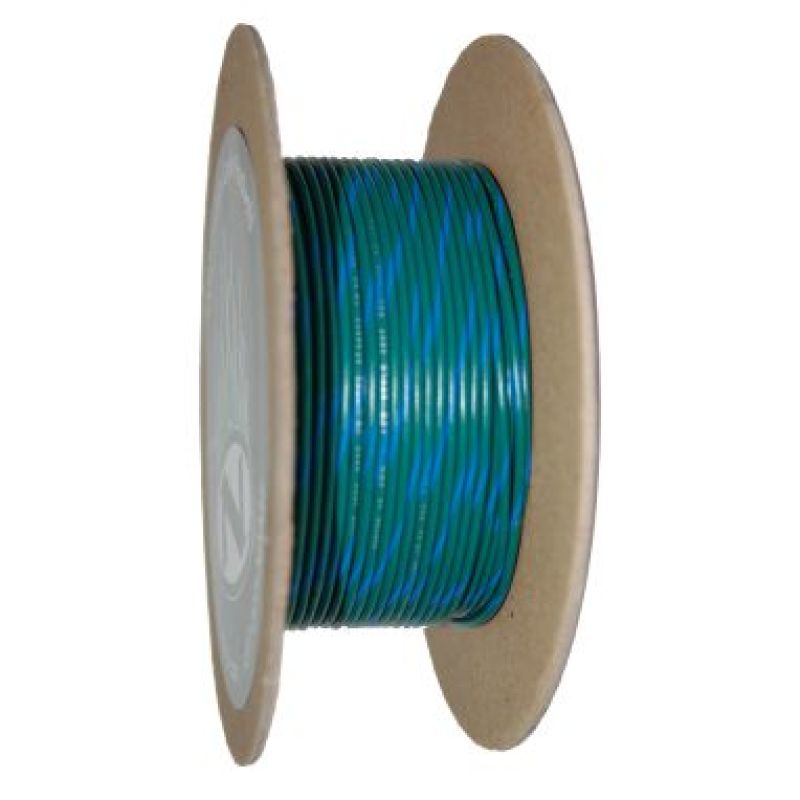 Green / Blue 18 Gauge Color Match Primary Wire - 100' Spool - Click Image to Close