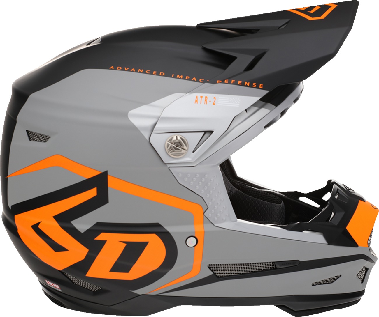 6D ATR-2 Delta MX Helmet Large Gray Black Orange Unisex - Advanced off-road helmet with ODS For adult riders - Click Image to Close