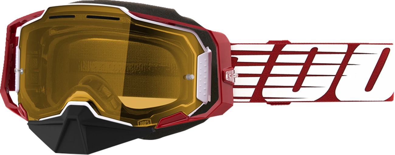 100% Armega Snow Goggle Oversized Deep Red with Yellow Lens - Click Image to Close