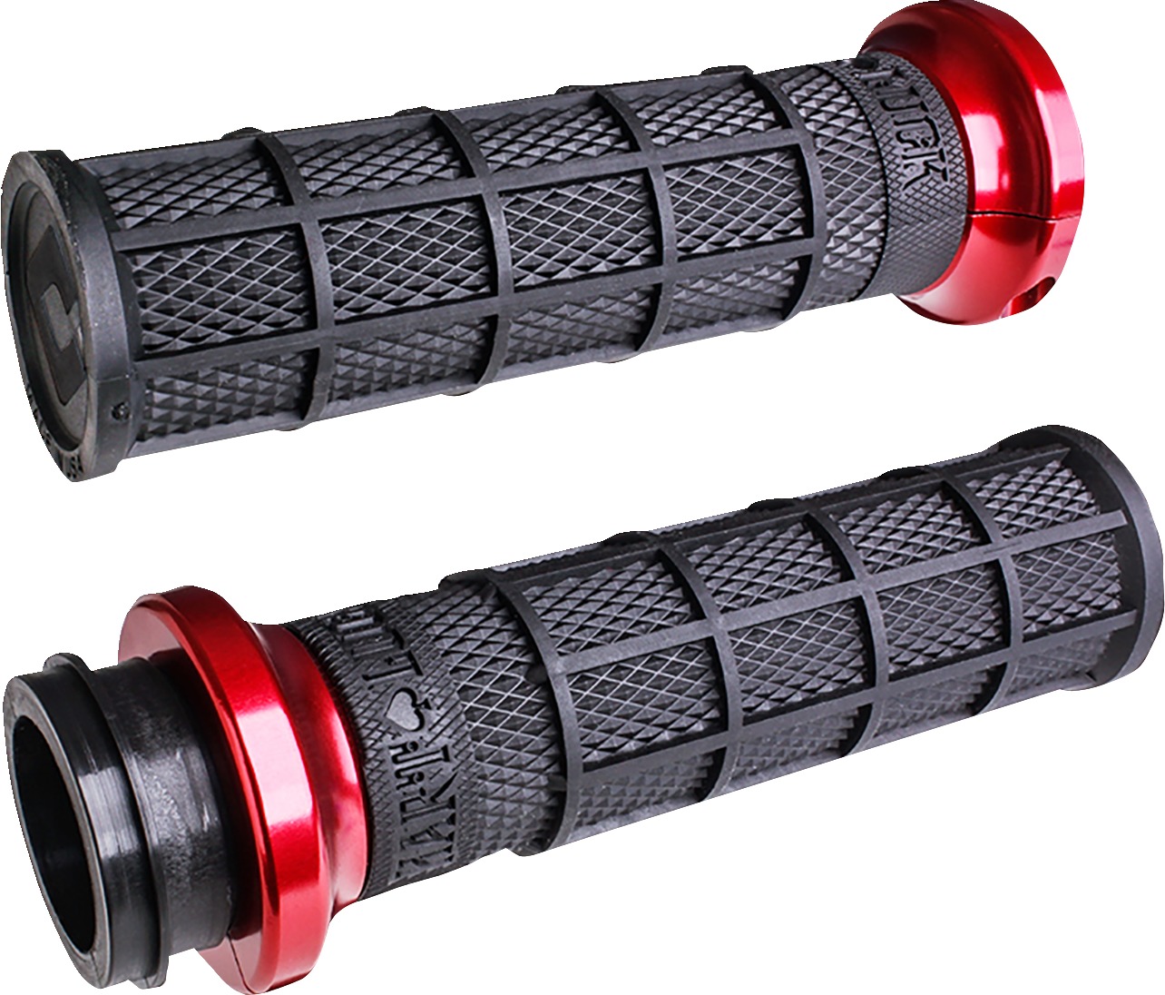 ODI Hart-Luck V-Twin Lock-On Grips Black/Red Cable Throttle - Lock-On grips for Harley-Davidson V-Twin models - Click Image to Close