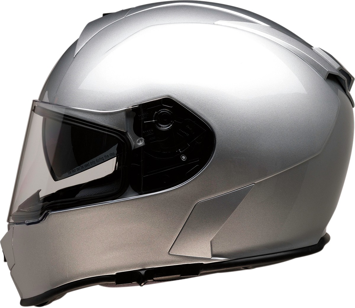 Warrant Solid Full Face Street Helmet Gloss Silver X-Small - Click Image to Close