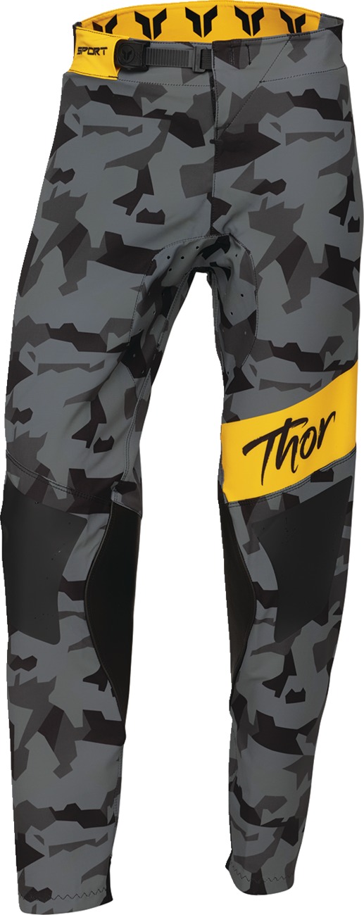 Thor SPORTMODE Shadow Women's Pants US Size 11/12 Yellow Black Camo Gray - Athletic fit off-road pants for women, US 11/12 - Click Image to Close