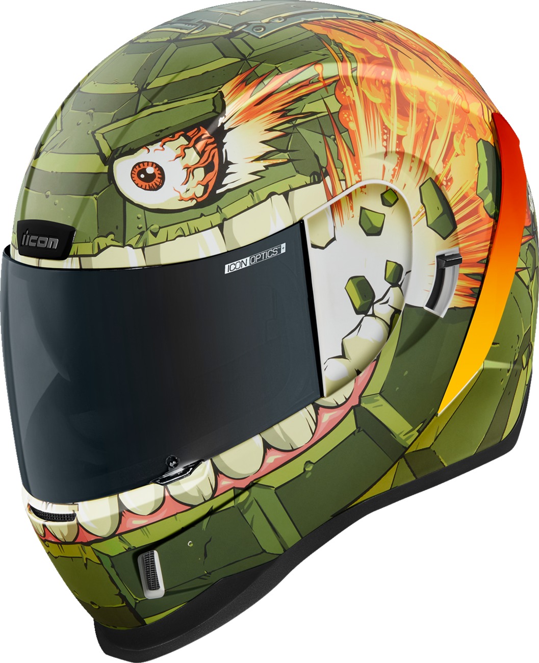 ICON Airform Grenadier Helmet XS Green - Full-face helmet with Grenadier graphic - Click Image to Close