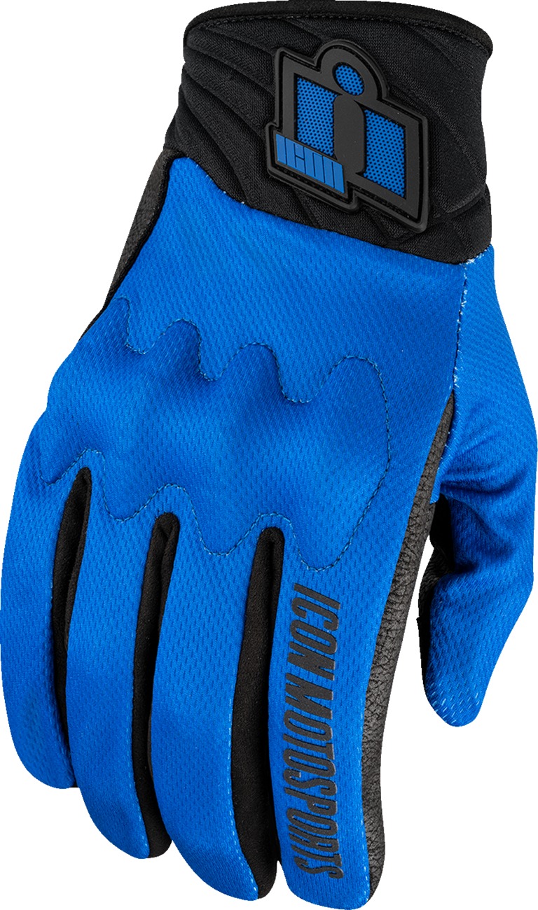 ICON Anthem3 Gloves Men's 3XL Blue/Black - Men's 3XL Blue/Black riding gloves - Click Image to Close