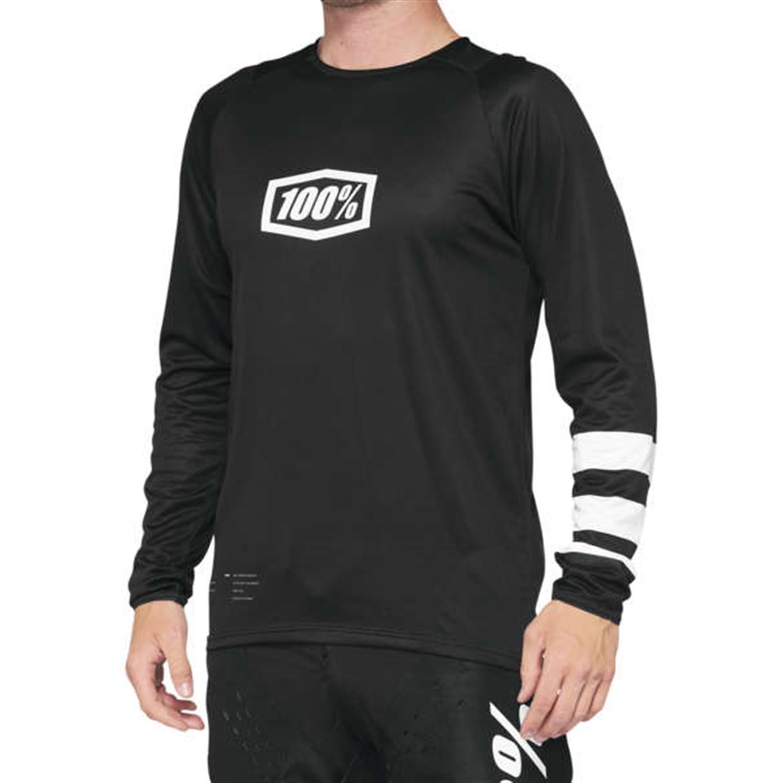 100% Youth R-Core Long Sleeve Jersey Black/WhiteYouth Large - Click Image to Close