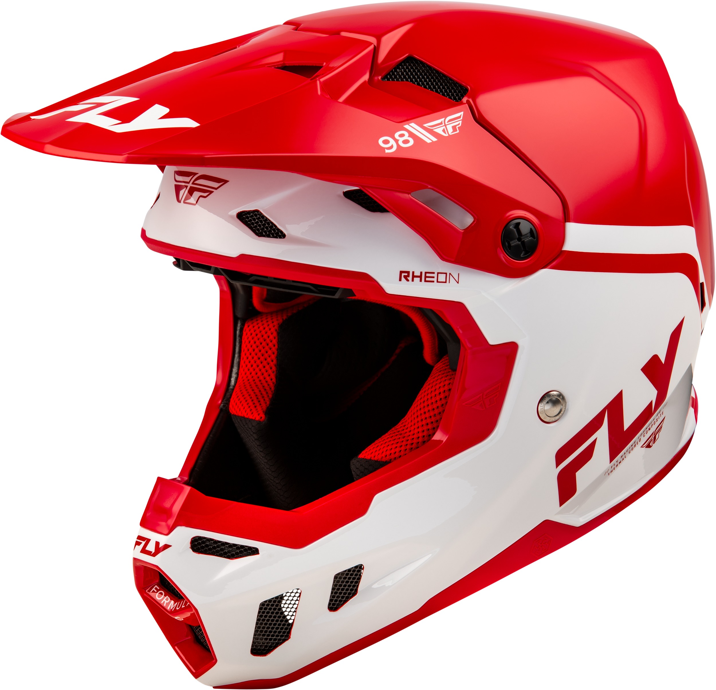 Fly Racing Youth Formula CC Objective Helmet Red/White YL - Youth Large, Red/White helmet by Fly Racing - Click Image to Close