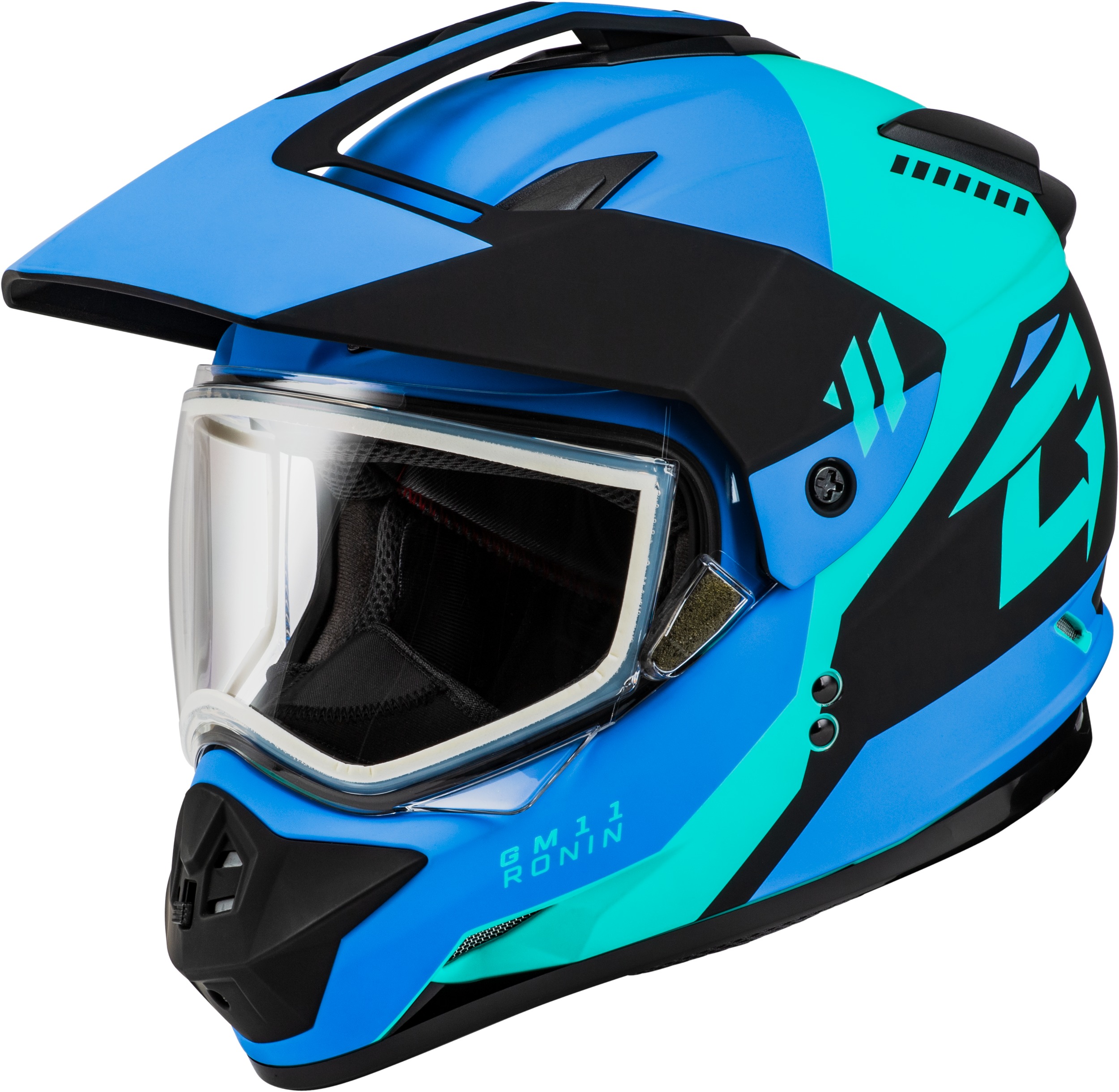 GMAX GM-11S Ronin Snow Helmet Matte Black/Blue 2X-Large For Snow Use - Click Image to Close