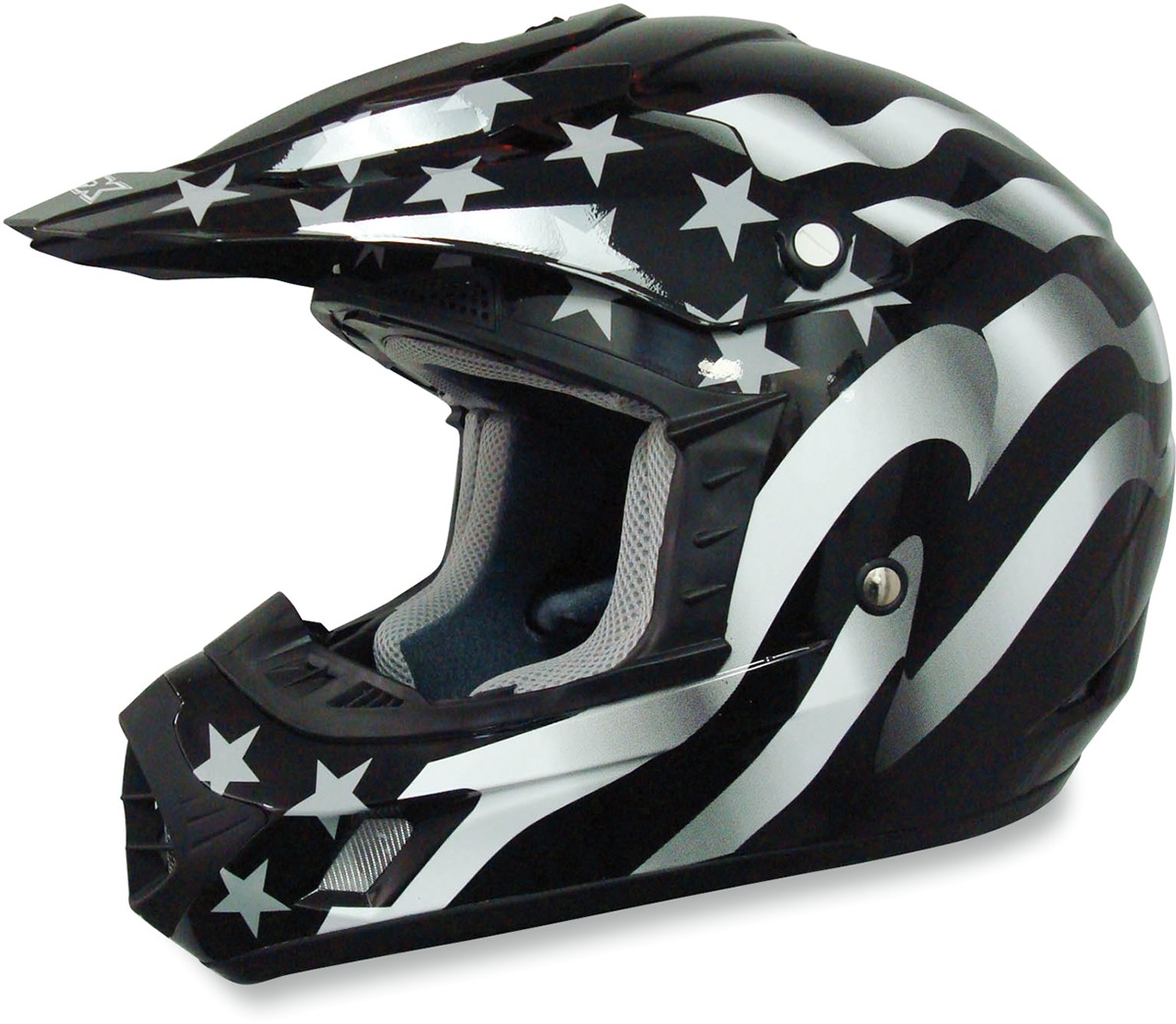 FX-17 Flag Full Face Offroad Helmet White/Black Medium - Click Image to Close