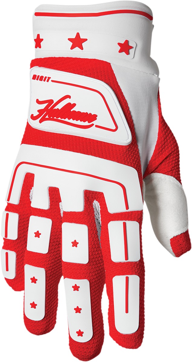 Thor Hallman Digit Gloves XL Red/White Men's - Vintage inspired MX glove - Click Image to Close