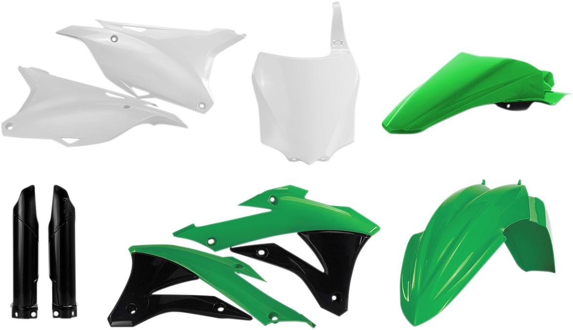 Full Plastic Kit - Green/Black/White Original 2016 - For 14-21 Kawasaki KX85 KX100 - Click Image to Close