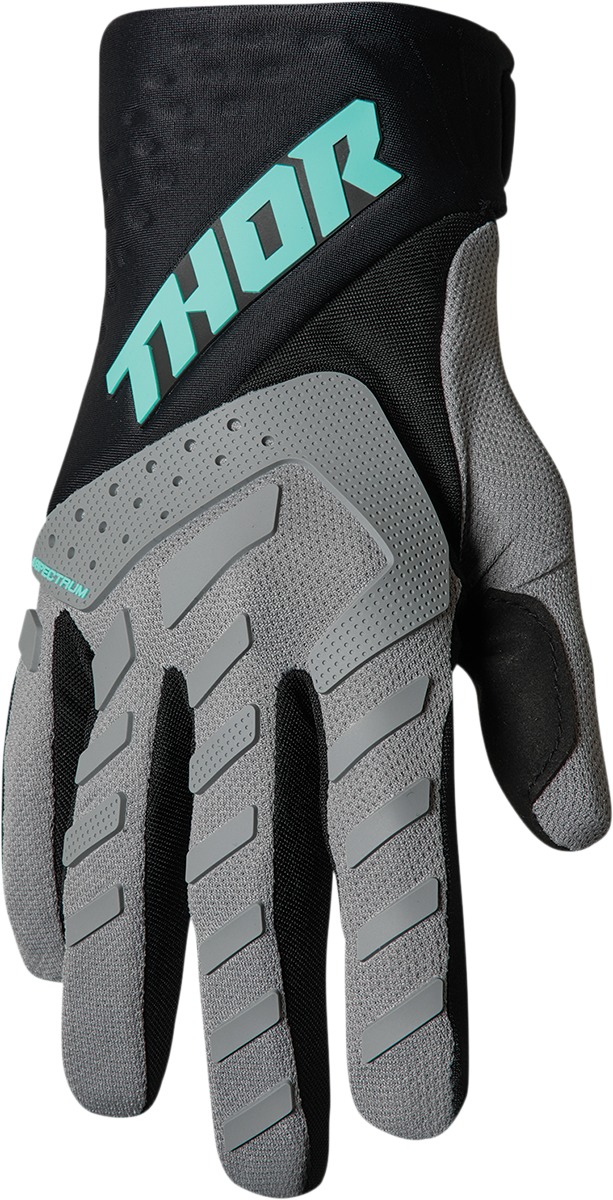 Thor Youth Spectrum Gloves - Medium, Black/Mint/Gray - Durable youth gloves with touchscreen tips - Click Image to Close