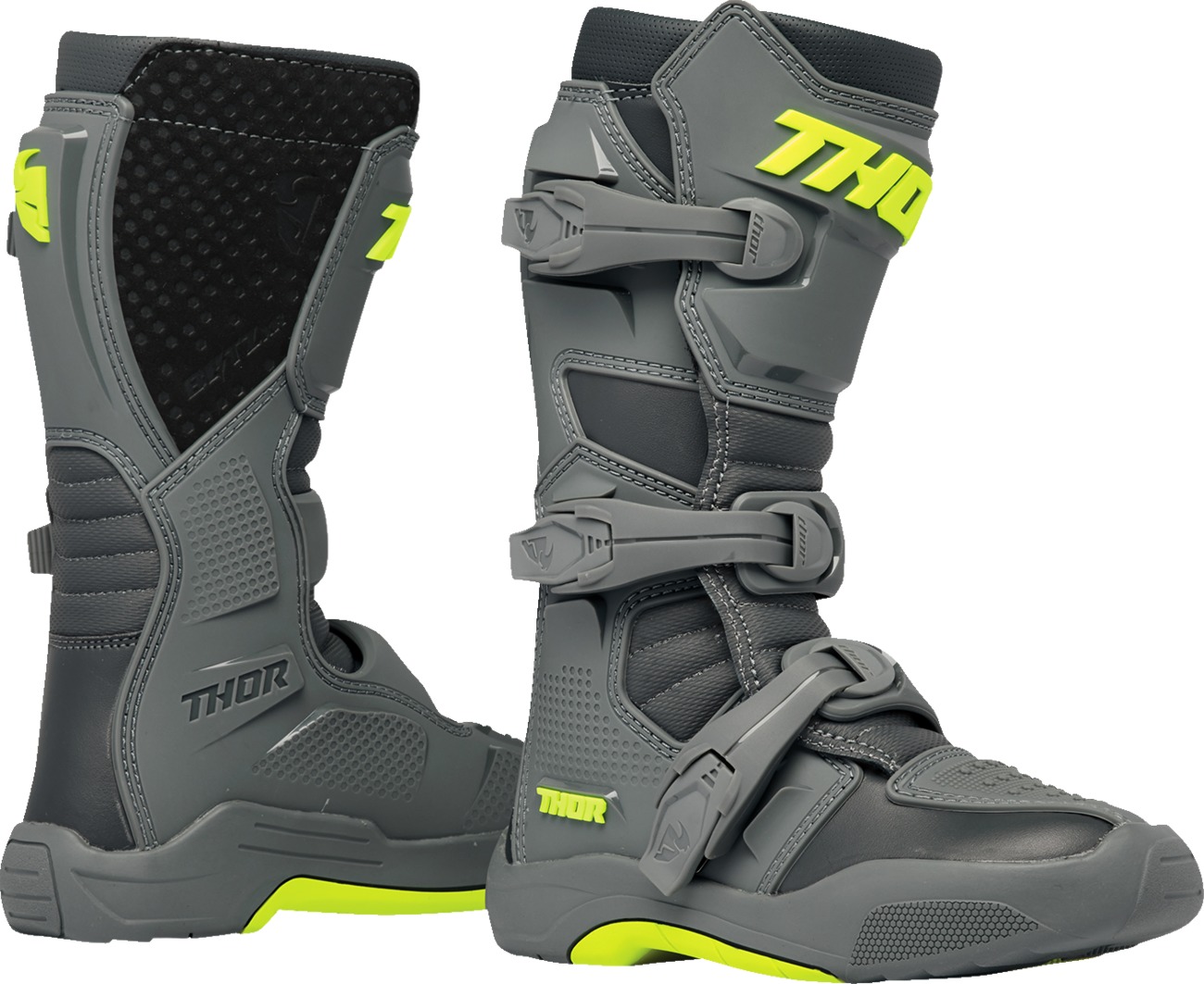 Thor Youth Blitz XR Boots Charcoal/Gray Size 6 - Youth off-road boots in charcoal/gray, size 6 - Click Image to Close