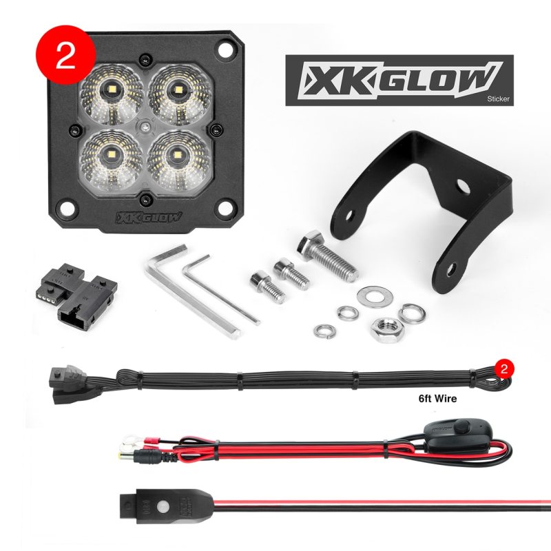 Flush Mount 20W LED Cube Light Kit with RGB Accent - XKGLOW C3 2pc - Click Image to Close