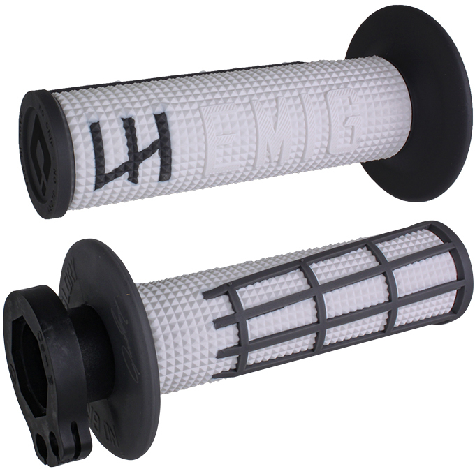 ODI Emig V2 Lock-On Grips White/Graphite For 7/8" Bars - Lock-on grips pair for 7/8" bars, White/Graphite - Click Image to Close