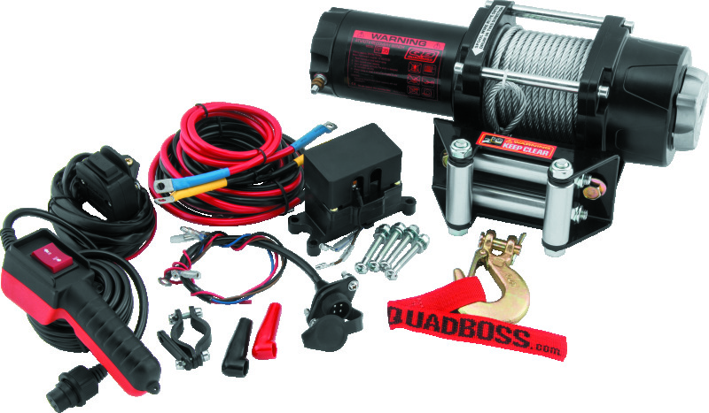 QuadBoss 3500Lb Winch with Wire Cable - 3500 lb winch with cable and remote - Click Image to Close