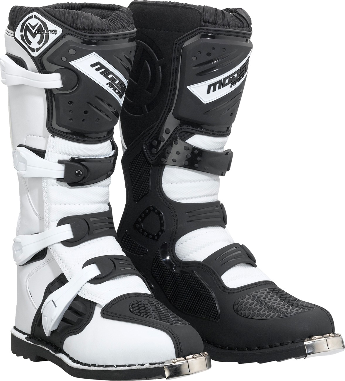 Moose Offroad Qualifier Boots Black/White Size 7 - Durable off-road boots for protection and support - Click Image to Close