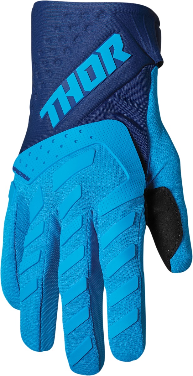 Thor Youth Spectrum Gloves - Large, Blue/Navy - Durable youth gloves in Blue/Navy, size Large - Click Image to Close