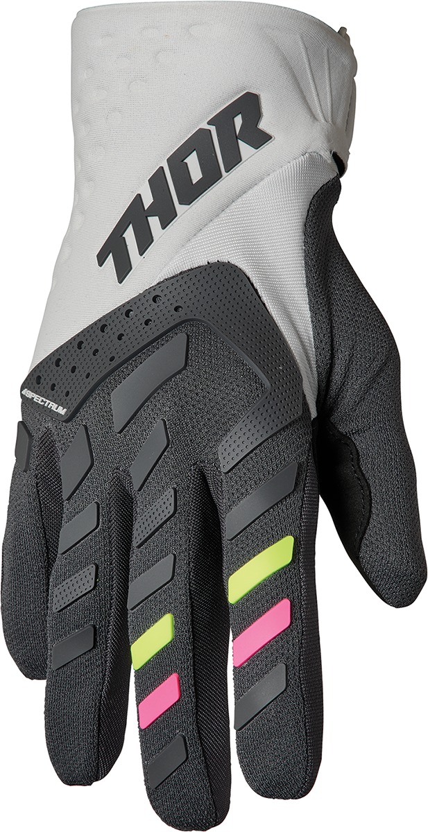 Thor Women's Spectrum Gloves Light Gray/Charcoal S - Women's off-road gloves in Light Gray/Charcoal - Click Image to Close