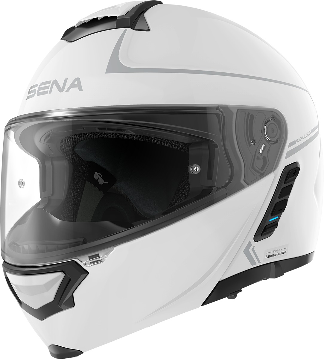 Sena Impulse Motorcycle Smart Helmet with Mesh Intercom White XL - Click Image to Close
