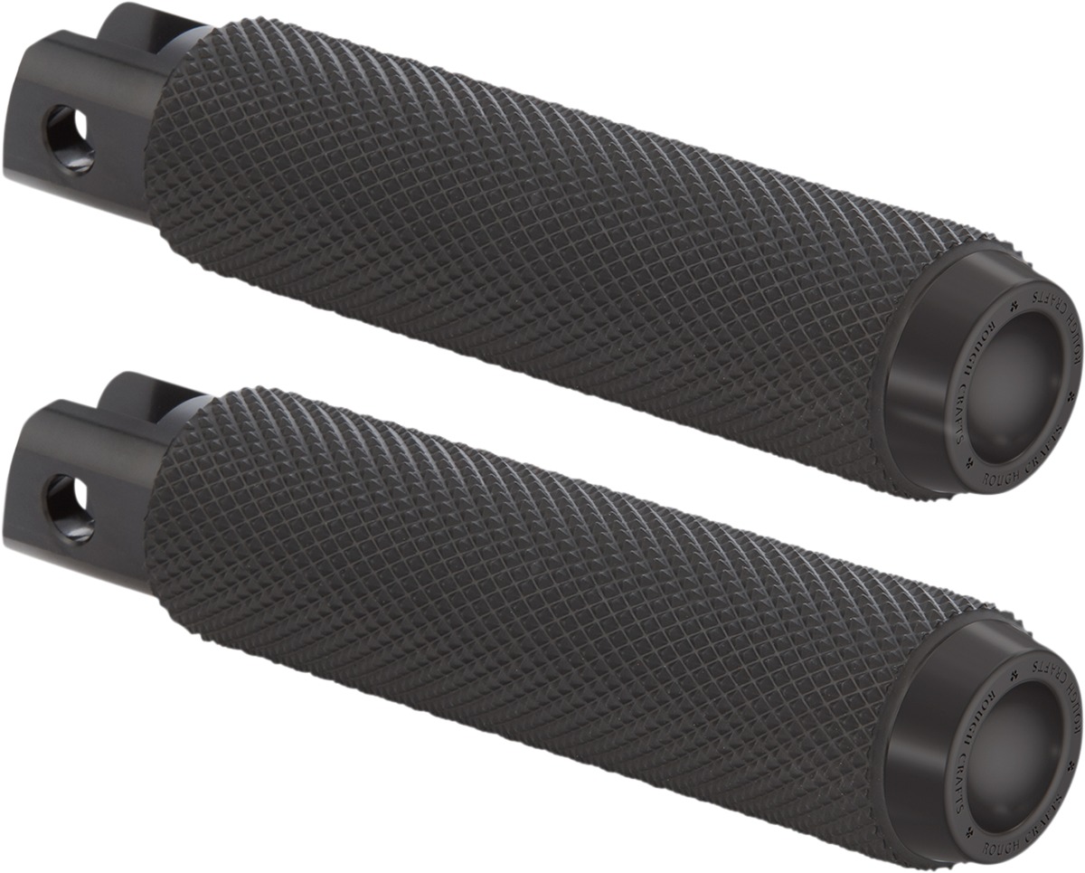 Rough Crafts Black Driver Footpegs Fits M8 Softails - Click Image to Close