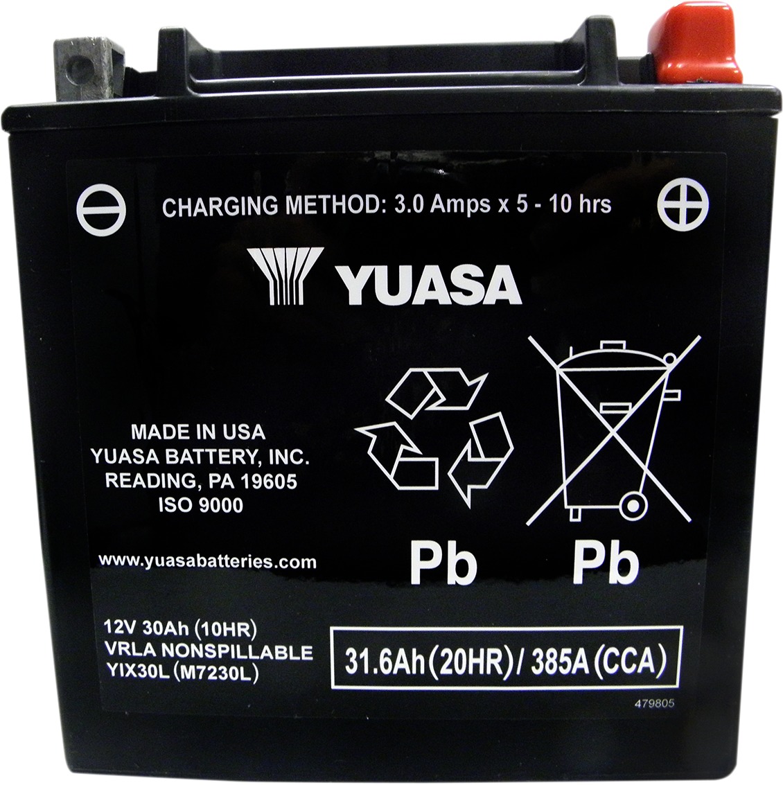 Yuasa YIX30L-BS AGM Maintenance Free Battery 12V 400 CCA - Click Image to Close
