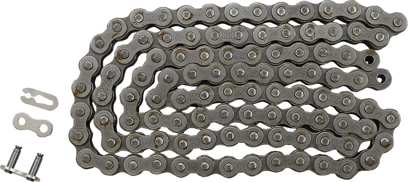 JT Chains 520HDS 102-Link Raw Drive Chain - Super heavy-duty 520 chain, clip master link - Click Image to Close