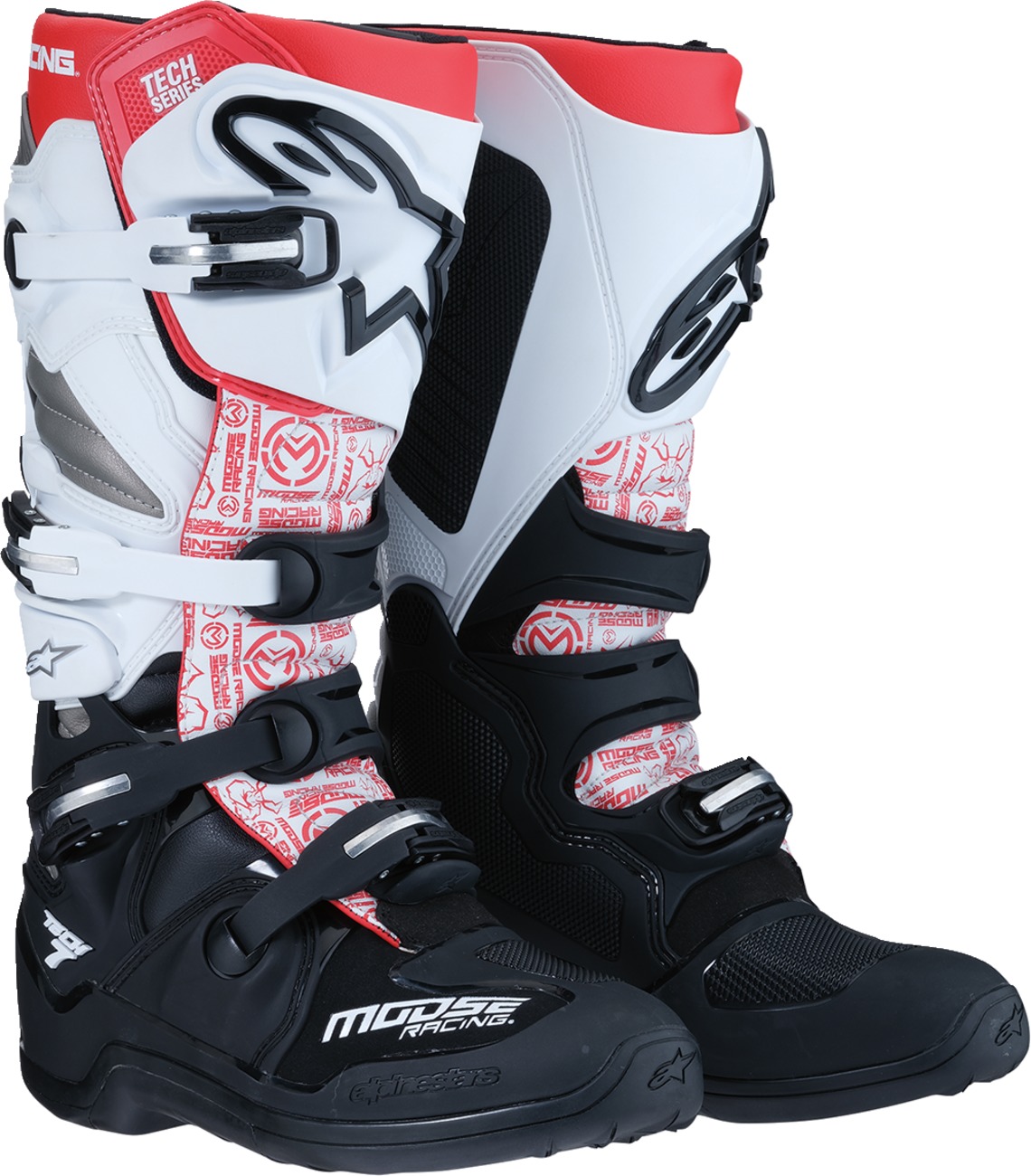 Moose Offroad Tech 7 Boots Black/Red/White Size 13 - Off-road riding boots for MX and enduro - Click Image to Close