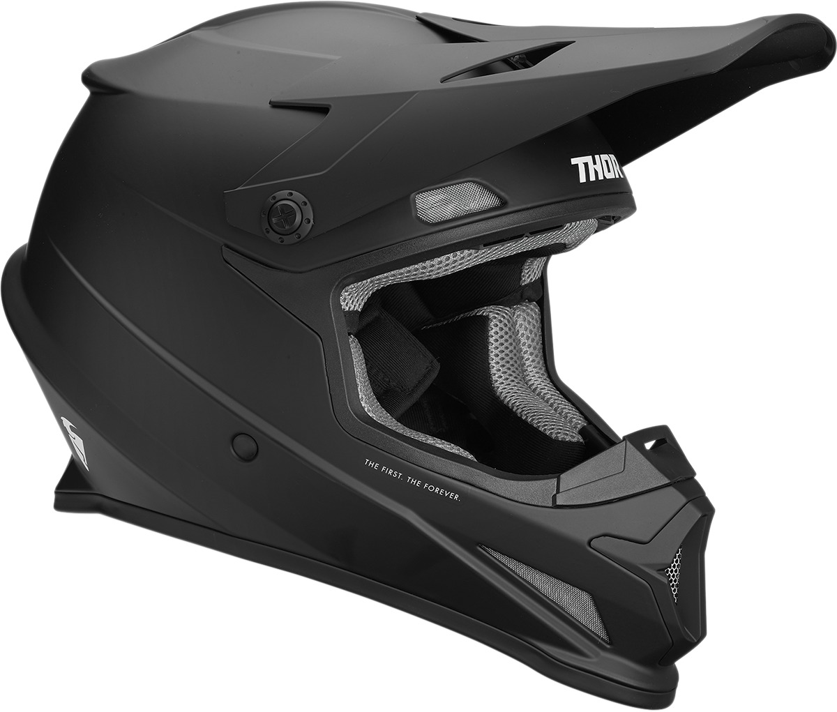 Sector Full Face Offroad Helmet Solid Matte Black Medium - Click Image to Close