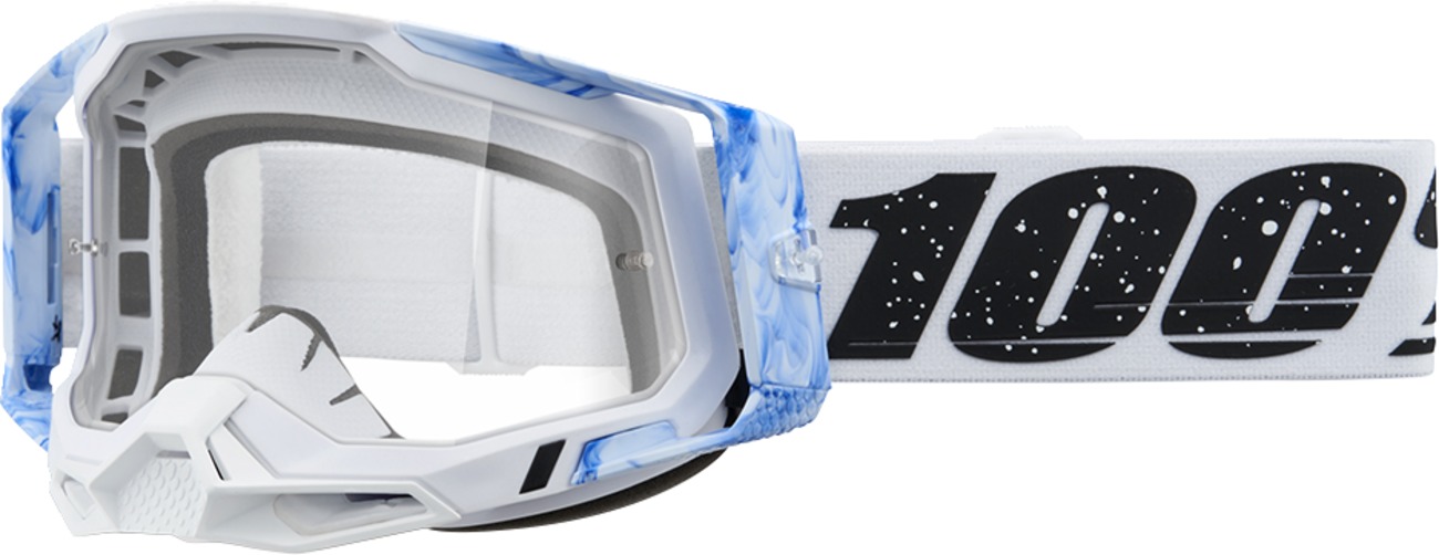 100% Racecraft 2 Goggles Mixos Clear Lens Adult Blue White Unisex - Racecraft 2 Mixos goggles with clear lens, adult size - Click Image to Close