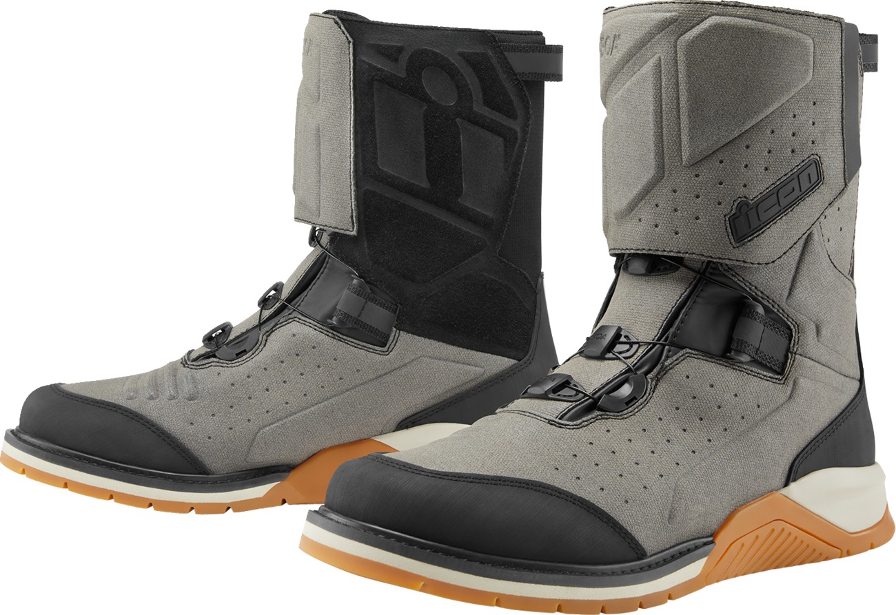 ICON Alcan Waterproof Boots Gray Men's Size 10.5 - Waterproof riding boots for adventure touring - Click Image to Close