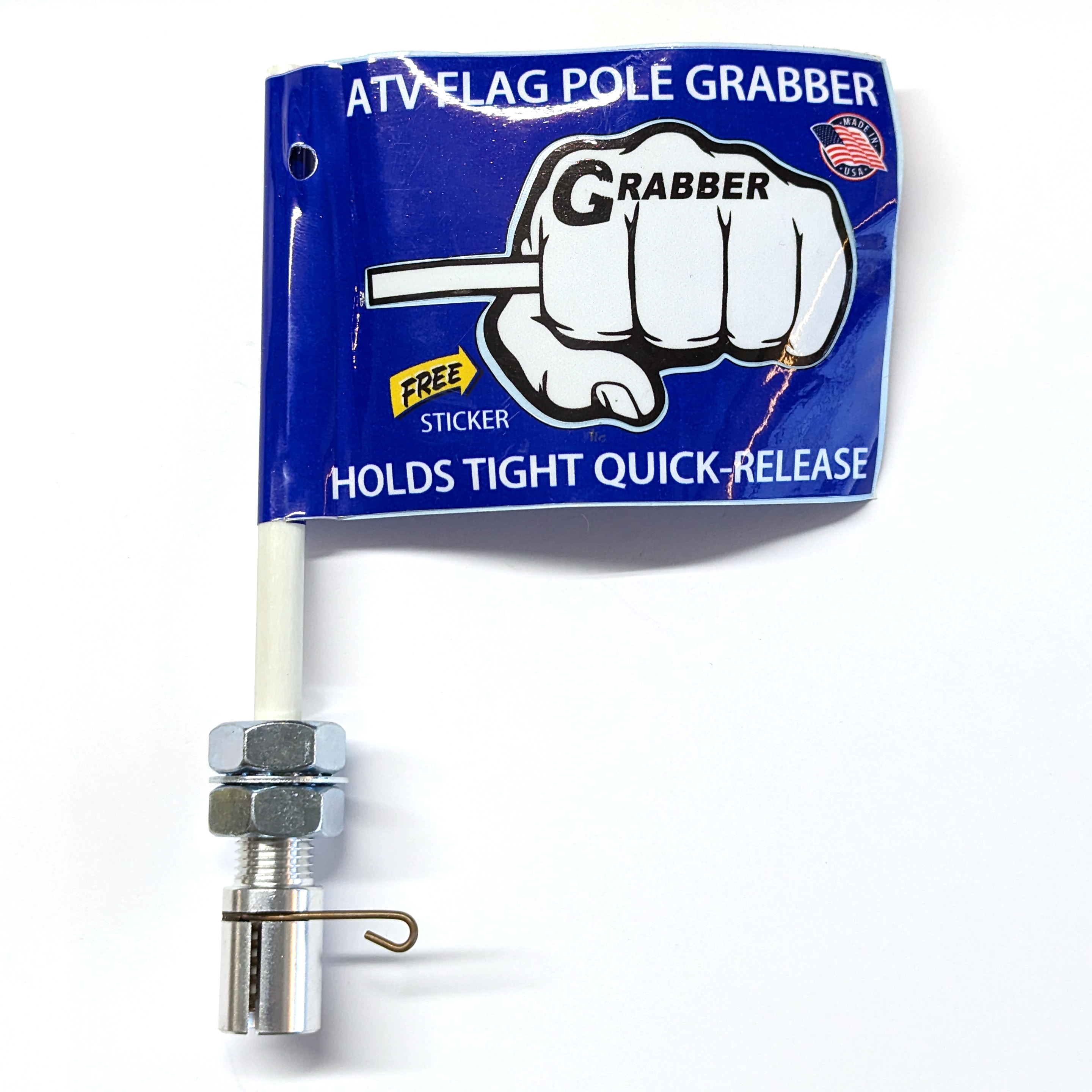 The "Flag Grabber" - Silver Quick Release Whip Flag Pole Mount - 5/16" - Click Image to Close