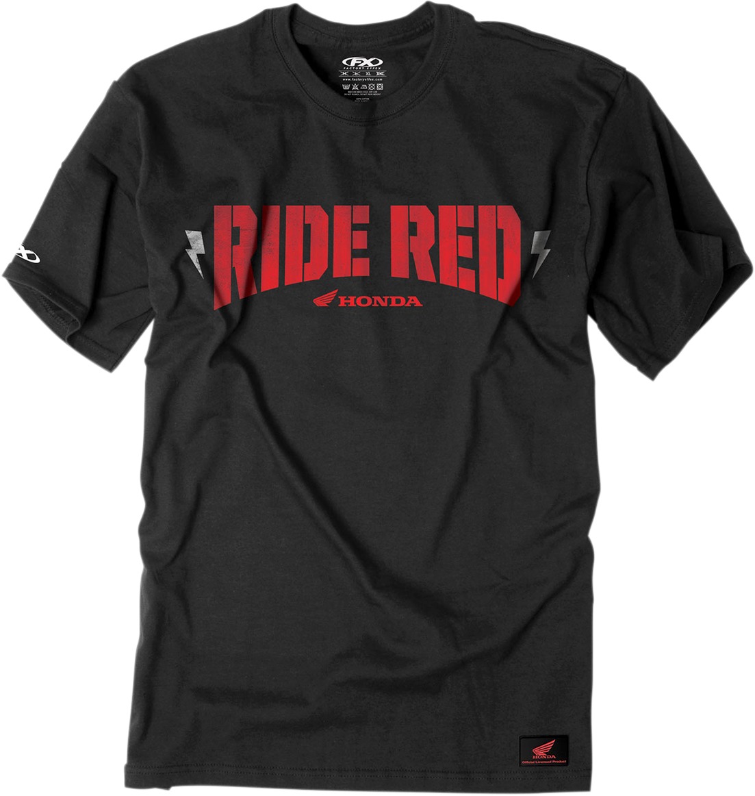Men's Honda Ride Red Bolt Tee - Honda Ride Red Bolt Tee Blk Xl - Click Image to Close