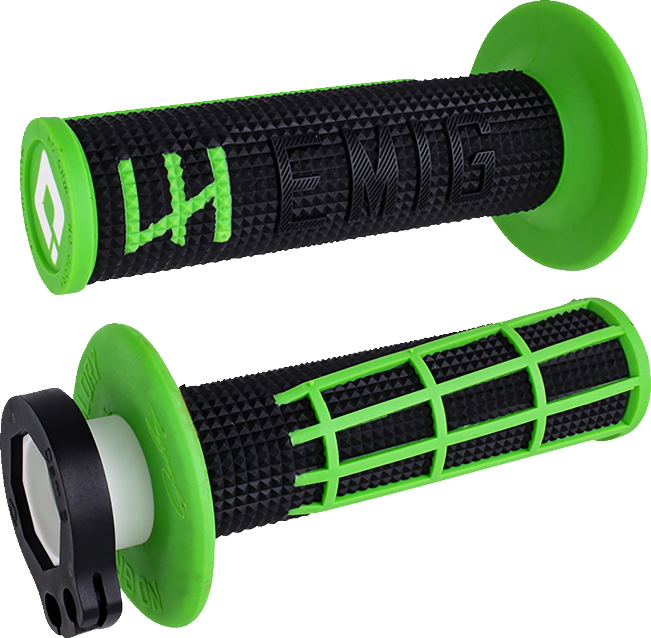 ODI Emig 2.0 V2 Lock-On Grips Black/Green 7/8" Bars - Lock-on grips, Black/Green, For 7/8" bars - Click Image to Close