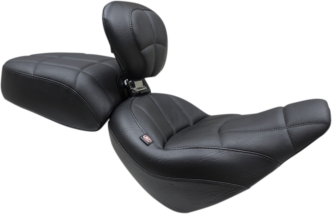 Mustang Passenger Seat w/Backrest Black Fits Harley Softail - Click Image to Close