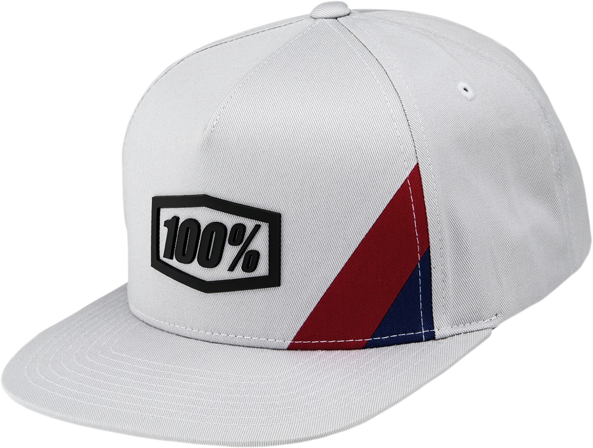100% Cornerstone Hat Light Gray Red Blue Unisex Adult One Size - Trucker style snapback hat, unisex adult, one size - Click Image to Close